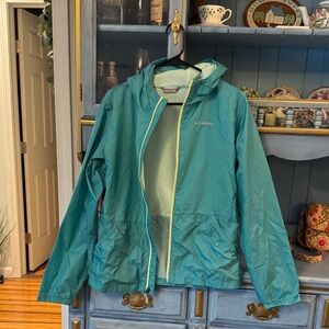 Columbia windbreaker Teal Hooded Shell Jacket  Trim